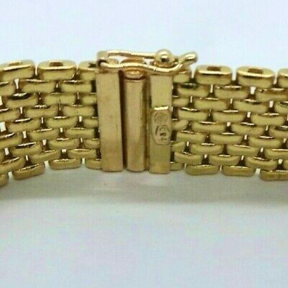 18K YELLOW GOLD LINK STAMPED BRACELET RARE - Picture 7 of 10